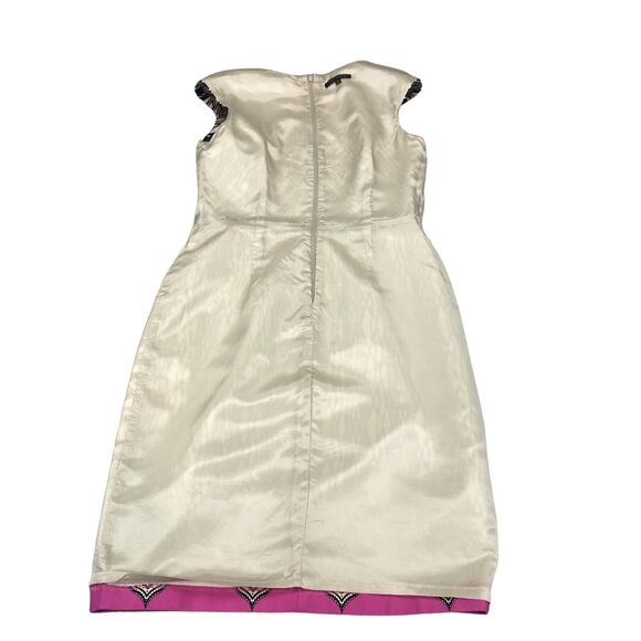 David Meister Sheath Dress Women's Size 12 Multi Geometric Cap Sleeve Back Zip - Picture 11 of 16